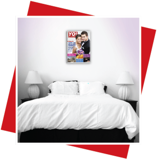 Bedroom picture with Yo canvas